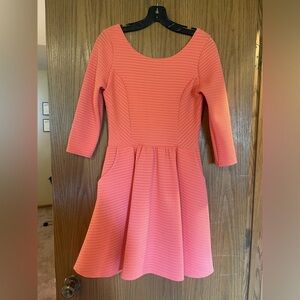 FUN Coral long-sleeved dress with pockets! Barely worn, great condition.